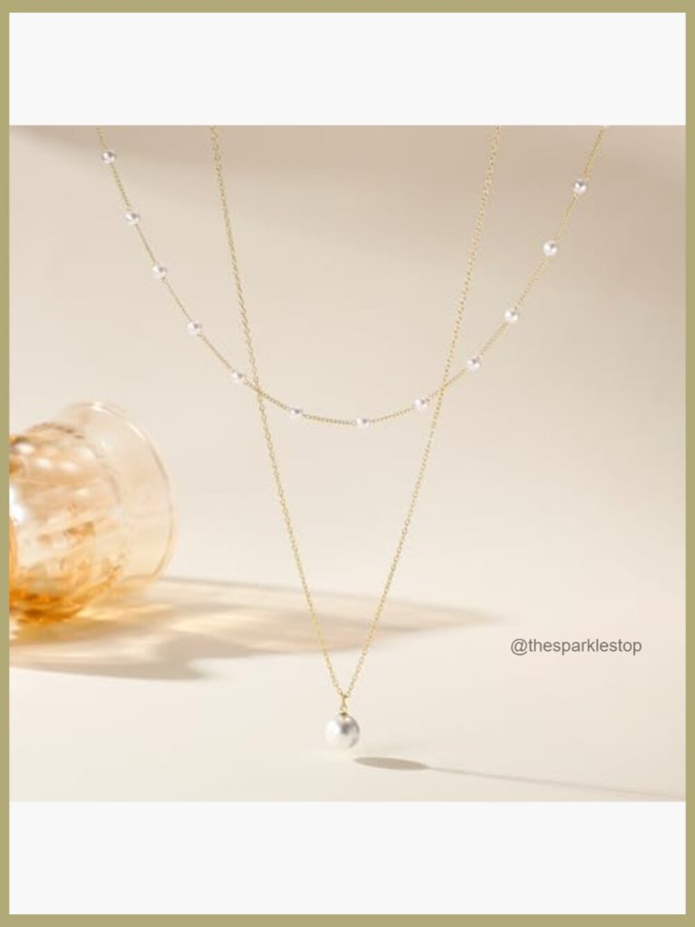 Real Gold Plated Dainty Pearl Necklace Daisy Round Drop Pearl Choker Layered - Picture 6 of 7